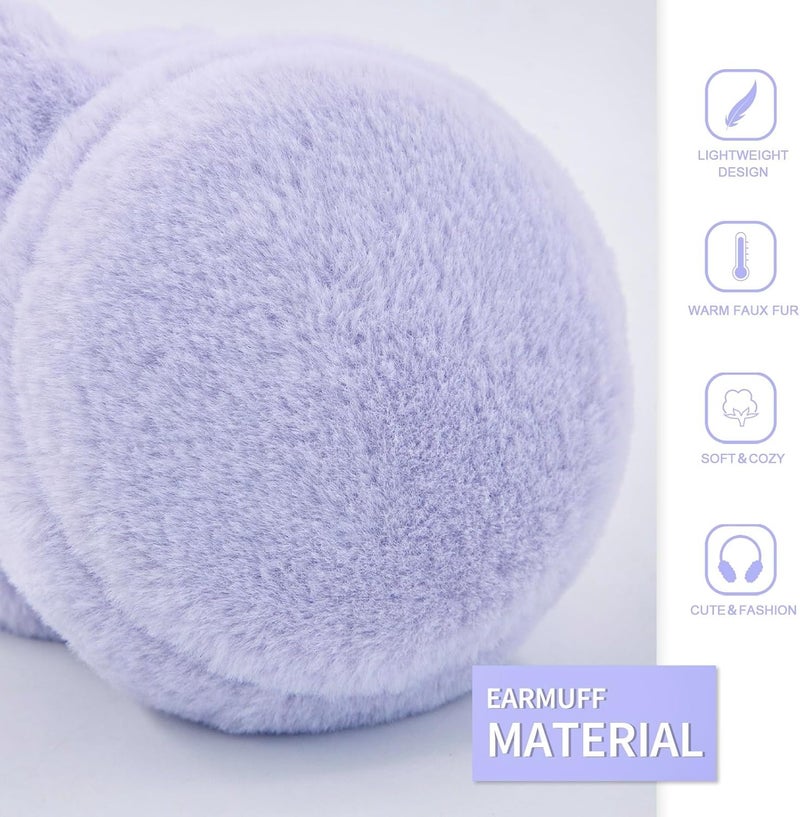 YATANAM Women Ear Muffs Winter Girls White Earmuffs Fuzzy Kids Black Ear Muff Cute Fluffy Ear Warmers Foldable Ear Covers Boy - Image 3